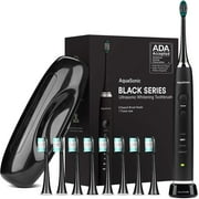 AquaSonic Black Series Ultra Whitening Toothbrush – ADA Accepted Electric Toothbrush - 8 Brush Heads & Travel Case - Ultra Sonic Motor & Wireless Charging - 4 Modes w Smart Timer - Sonic Electric