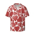 thumbnail image 2 of Lsque Hearts print Men's Cuban Collar Short Sleeve Shirt Summer Beachwear Casual Button Down Fashionable Vacation Leisure Shirt-XX-Large, 2 of 7
