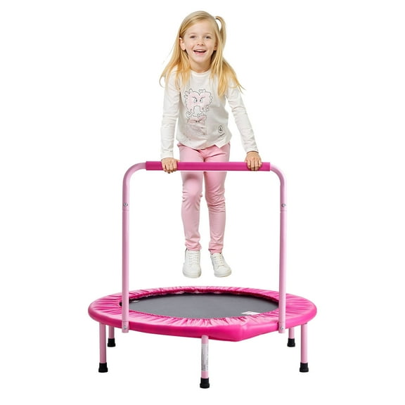 VEVOR 36" Kids Trampoline, 3FT Indoor Outdoor Trampoline, Foldable Mini Trampoline with Handle, Rebounder Trampoline for Toddlers, Birthday Gift for 3  Years Children, Boys Girls for Fun, Pink