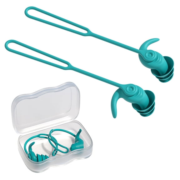 OIUR 1 Set Silicone Swimming Earplugs with 360 Degrees Rotating Cord Ergonomic Waterproof Washable Soft Reusable Men Women Noise Reduction Silent Earplugs