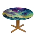 thumbnail image 3 of WYYP Aurora Borealis Mountains Round Tablecloth Outdoor Fitted 100% Polyester Fiber with Elastic Edge White, 3 of 8