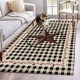 thumbnail image 2 of Retro Mottled Area&nbsp;Rug 3x5ft Country Star Farmhouse Black Buffalo Plaid Non-Slip&nbsp;Washable Square&nbsp;Rugs Soft Felt Indoor Floor Mat for Bedroom Kitchen Living Room Bathroom, 2 of 9
