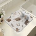 thumbnail image 4 of Yayeee Dish Drying Mat for Kitchen Counter 18" x 24" Microfiber Super Absorbent Coffee Decorative Pad, Light Gray Bears, 4 of 9