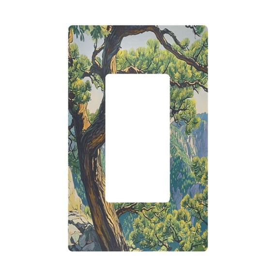 Yayeee Rocker Switch Wall Plate 1-Gang 4.6"x2.9" Home Decorative Outlet Cover, Pine Tree