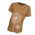 thumbnail image 4 of Becaristey Femmes Chemises à Col Rond Manches Courtes Style Simple T-shirts Fleur Impression Vêtements Accessoire de Mode Porter Quotidiennement Kaki XXL, 4 of 6
