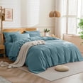 thumbnail image 3 of Cotton Duvet Cover Queen Size Pinstriped Comforter Cover with Button Washed Cotton Breathable Soft Solid Bedding Set Duvet Cover ×in & Pillowcases (NO Comforter), 3 of 9