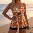 thumbnail image 6 of VBVC Women's 2 Piece Tropical Swimdress Tankini Sets , Ladies' Drawstring Waist Sleeveless Swim Top and Shorts , V Neck Modest Beach Bathing Suit For Women,Orange,S-2XL, 6 of 8