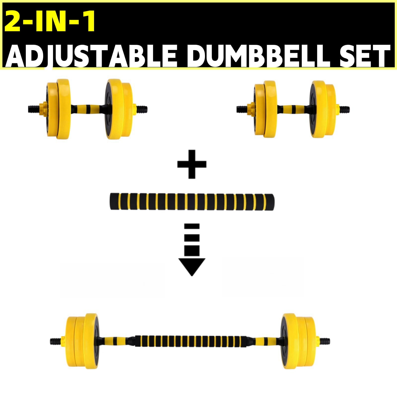 Danolapsi Adjustable Dumbbells,Adjustable Weights Set for Home Gym,44 Lb 2-In-1 Adjustable Dumbbell Set with Foam Handles,Fitness Exercises for Home Gym Suitable Men/Women