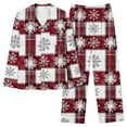 thumbnail image 2 of VBTAPA Christmas Santa Pajama Set Women's Long Sleeve Sleepwear Soft Loungewear Two Piece Button Down Pjs Lounge Set Multicolor L, 2 of 8