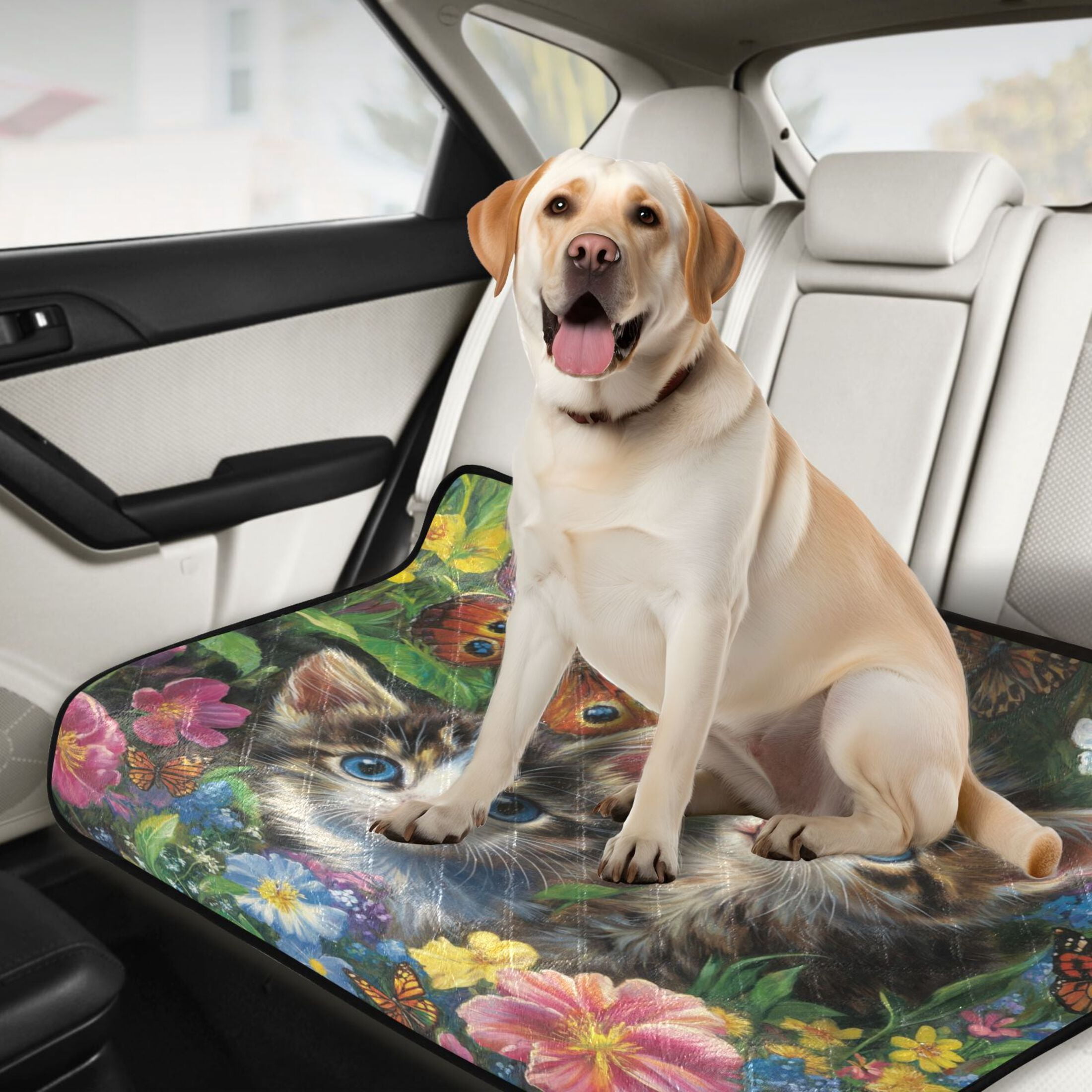 Qxltty Kitten Flower Picture Cat litter Pads Pet Set of 2 Diaper Mats Center Anti-leakage Layer Absorbent Soft and Comfortable