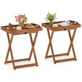 thumbnail image 1 of Gymax Solid Wood Tray Table Set of 2 w/Removable Top Rectangular TV Tray Bistro Table, 1 of 10