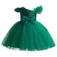 thumbnail image 1 of BYHONG Robe de Concours en Maille pour Fille Enfant Fête Nœud Sans Manches Robe Robes Jupes Robes pour Filles Vert 5a, 1 of 4