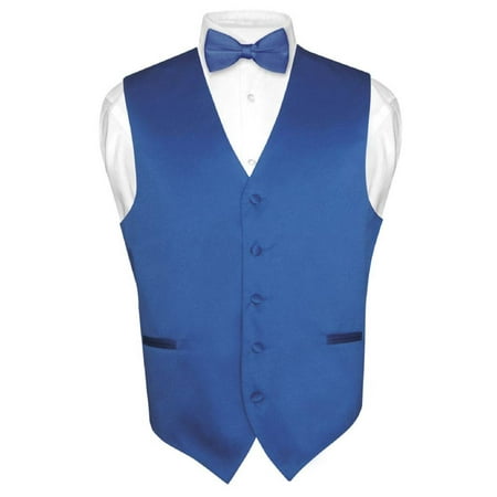 Vesuvio Napoli - Men's Dress Vest & BowTie Solid ROYAL BLUE Color Bow