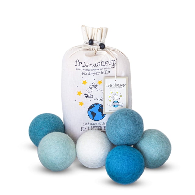Pelotas de lana para secadora Friendsheep orgánicas reutilizables, paquete de 6 XL