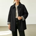 thumbnail image 5 of Levmjia Women's Casual Trench Coat Lapel Collar Long Sleeve Button Down Plaid Lined Jacket Fall Fashion Outerwear with Pockets, 5 of 7