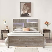 LuxenHome Modern Engineered Wood Queen Size Platform Bed in Brown
