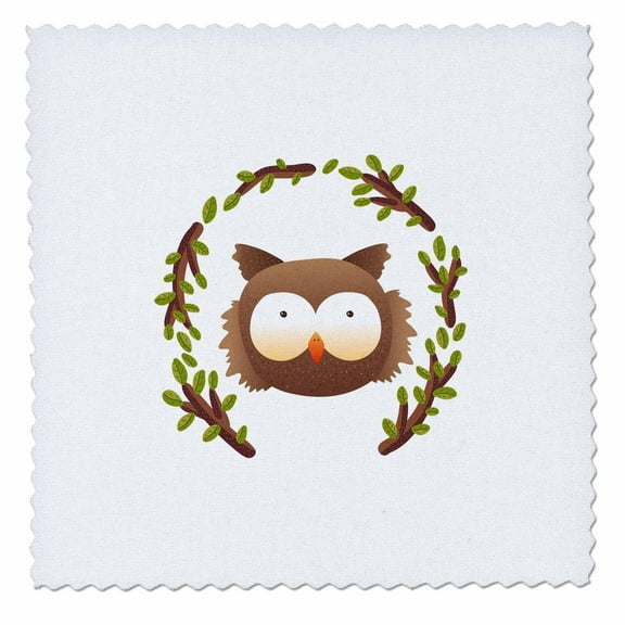 3dRose, Cute Owl in Branch Wreath, 6x6 inch quilt square