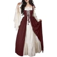 thumbnail image 1 of Disfraz Medieval Renacentista para Mujer, Cosplay Sobre Vestido Vino Tinto XXXL, 1 of 8