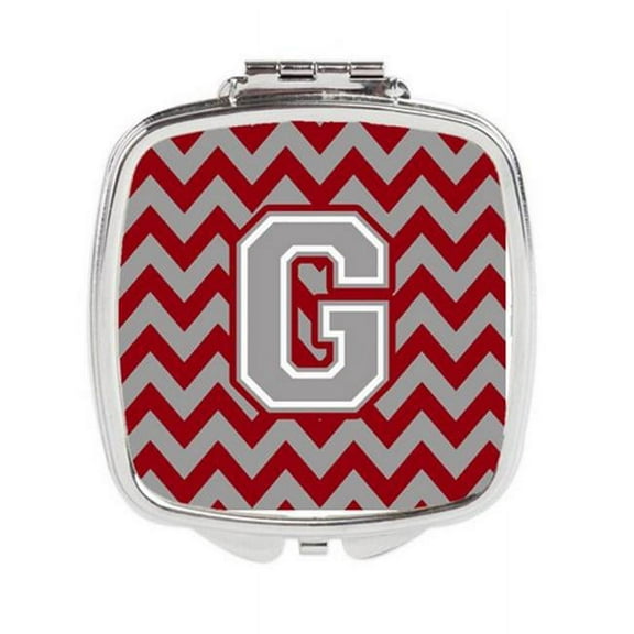 Letter G Chevron Crimson & Grey Compact Mirror - Crimson & Grey - 3in. H x 0.3in. W x 2.75in. L