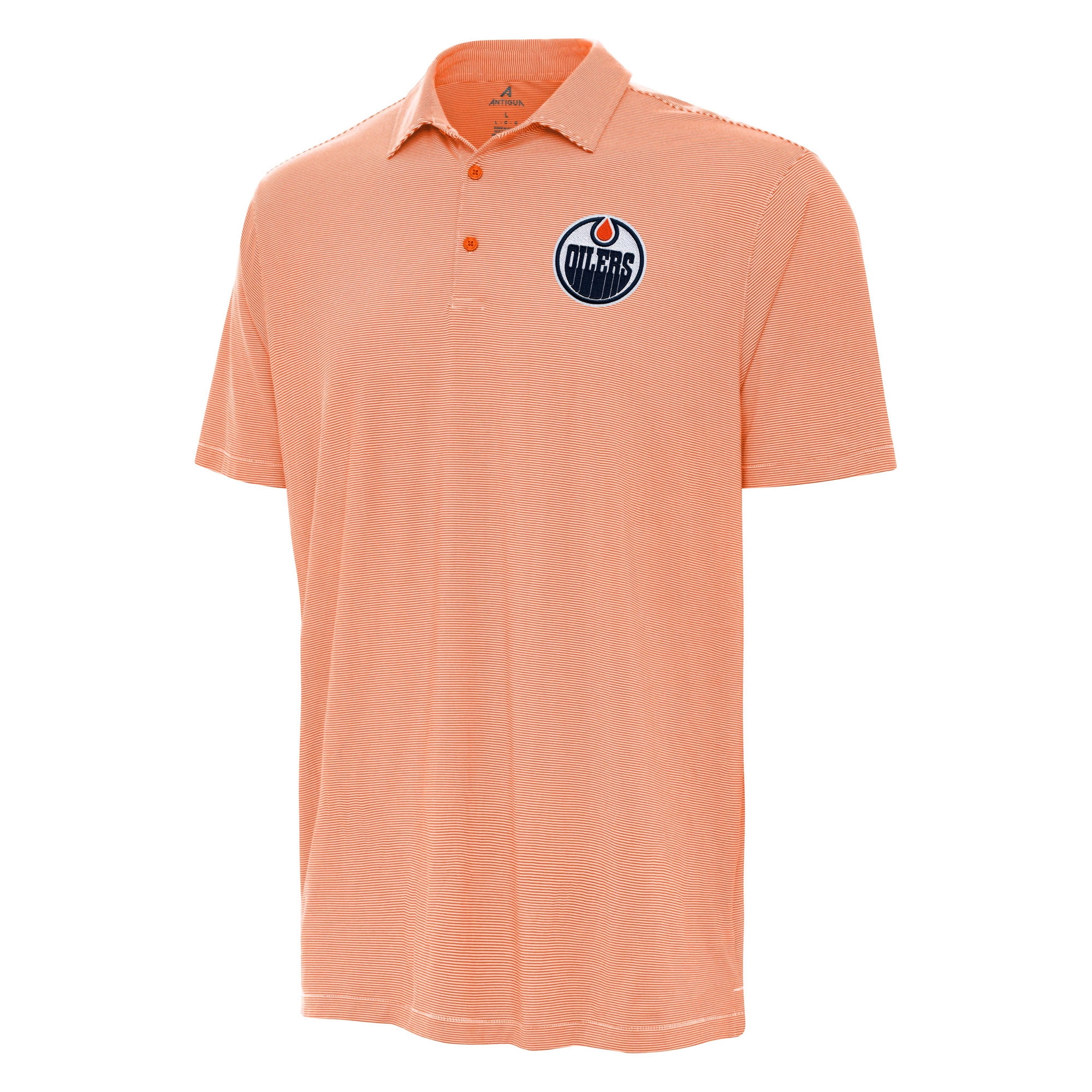 Men's Antigua Orange Edmonton Oilers Twine Polo