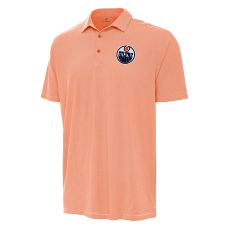 Men s Antigua Orange Edmonton Oilers Twine Polo