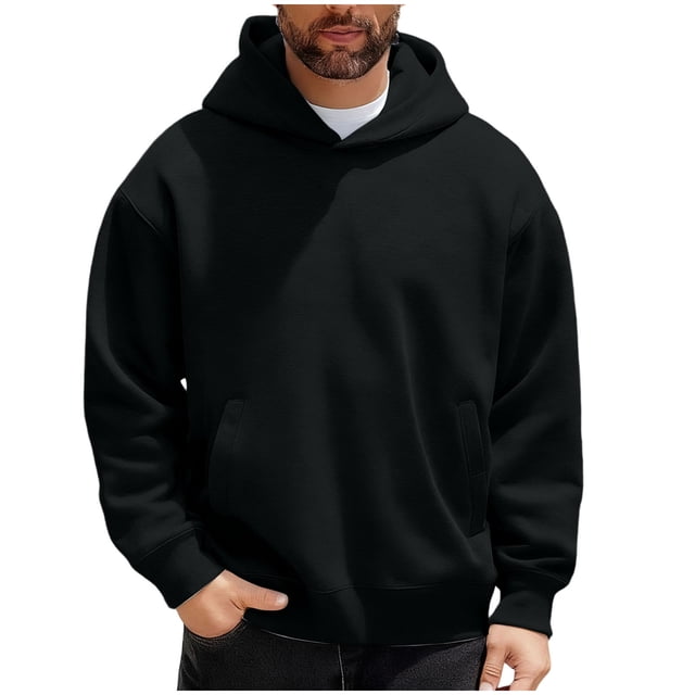 Veste Décontractée pour Hommes Mode Décontractée à Manches Longues avec Capuche et Poches Motif Uni