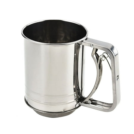 

GeweYeeli Large Baking Sieve Cup Stainless Steel Powdered Sugar Manual Powder Flour Mesh Sifter Kitchen Baking Tool