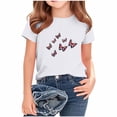 thumbnail image 2 of Awdenio Kids Girls Flag Butterflies Print Short Sleeve T-Shirt, Crew Neck Casual Tee ,Soft Top in Multi-Colors,for Patriotic Events and Everyday Wear,Size2-13, 2 of 4