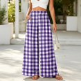 thumbnail image 2 of Women's Plaid Wide Leg Palazzo Pants, High Waisted Gingham Long Trousers with Pockets, Casual Summer Beach Flowy Pants, S-2XL, 2 of 6