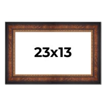 23x13 Frame Brown Walnut Gold Ornate Trim Solid Wood Plein Air Picture Frame | 3 Inch Moulding