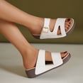 thumbnail image 5 of HomeDM Women's Wedge Sandals Summer Flatform Comfort Plantar Slip On Sandals for Beach Travel, White Size 7, 5 of 8