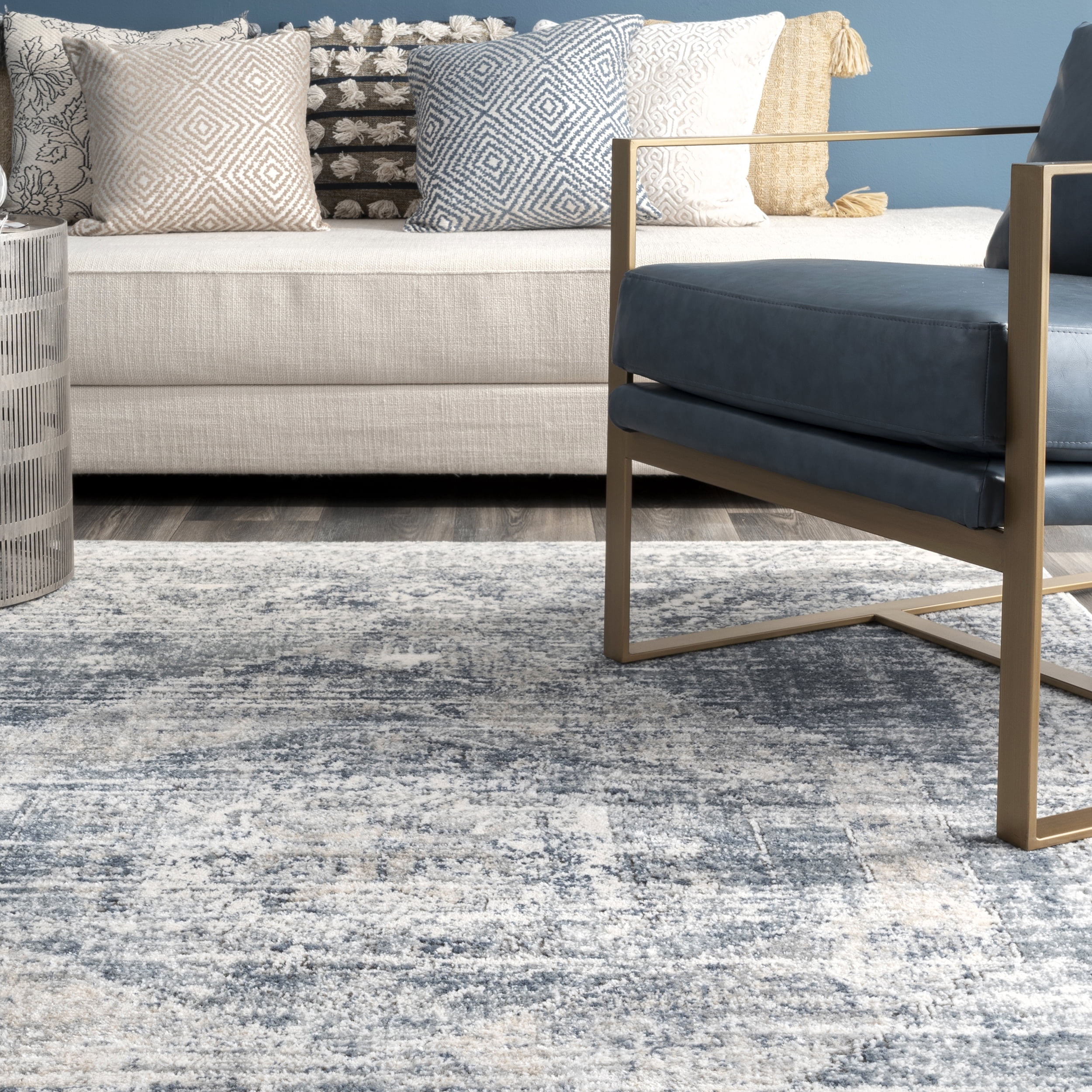 nuLOOM Matisse Distressed Vintage Area Rug, 6' 7" x 9', Blue