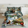 thumbnail image 3 of Manfei Cartoon Christmas Snowman Queen Comforter Set,Kawaii Rabbit Deer Bedding Sets,Red Green White Bedding Comforter Set For Girl Boys Kids,Super Cozy Room Decor Reversible,3pcs, 3 of 9