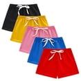 thumbnail image 2 of Fengqque Boys and Girls 5 Pack Cotton Sport Dstring Jogger Shorts Kids Summer Solid Active Short Pants Red 12-18 Months, 2 of 9