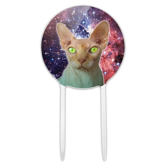Acrylic Sphynx Space Cat Cake Topper Party Decoration for Wedding Anniversary Birthday Graduation