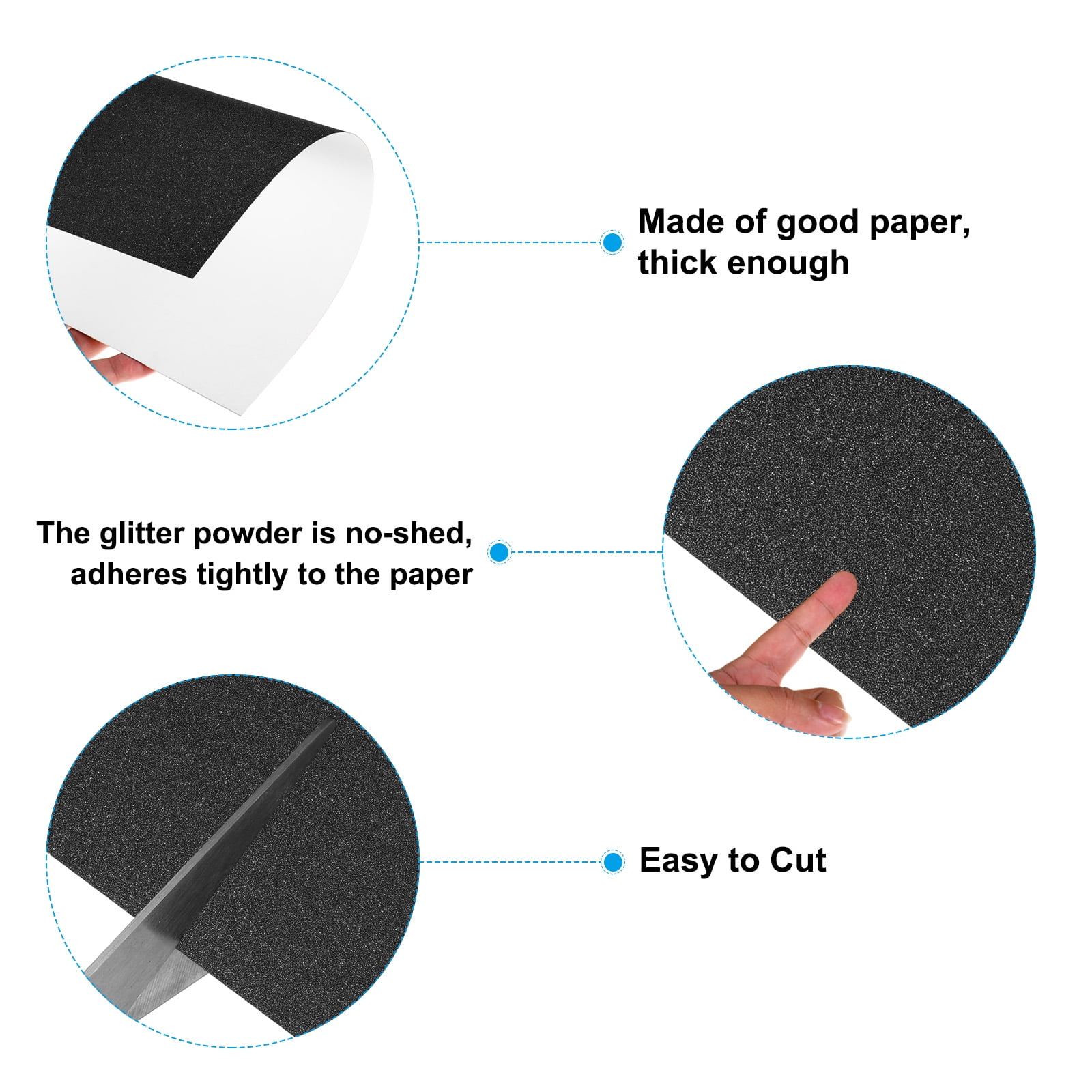 Uxcell Glitters Cardstock, 30Sheets A4 Sparkling No-Shed Shimmer Glitters Paper, Black