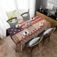 thumbnail image 4 of American Flag Vintage Rectangle Tablecloth, Farmhouse Baseball Blue Red Waterproof & StainResistant Tablecloth, Washable Oil-proof Table Cover for Dining/Party/Wedding/Camping/Buffet 60x84 In, 4 of 9