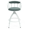 thumbnail image 4 of 26'' Blue Swivel Counter Height Bar Stool Set of 2, Modern Industrial Fabric Seat &amp; Metal Frame Bar Chairs for Kitchen Island, Dining Room, Home Bar, Ergonomic Comfort, 4 of 10