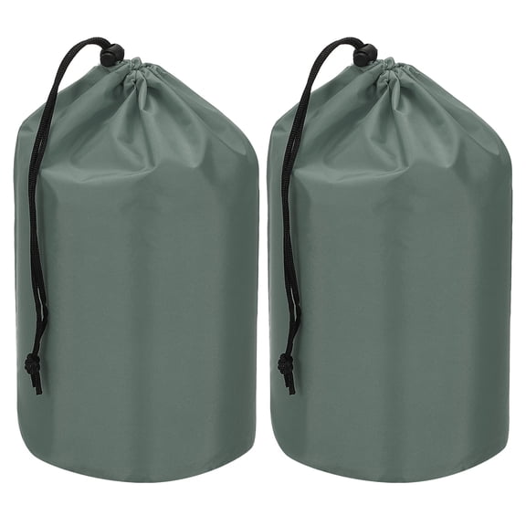 Uxcell Stuff Sack, 5 x 10 Inch Waterproof Outdoor Storage Sack Portable Drawstring Dust Flap Bag Lightweight Sleeping Bag Grey 2 Pcs