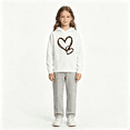 thumbnail image 5 of Girls Boys Fleece Sweatsuit Pullover Hooded Sweatshirt & Jogger Sweatpants Cute Heart Graphic Outfits Lightweight Tracksuit, 5 of 5