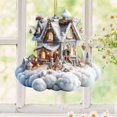 thumbnail image 4 of Clearance Under $1, 1 Pcs Christmas House Santa Flat Ornament, 2D Hanging Decor, Acrylic Pendant for Tree and Holiday Decoration, 8cm(D), 4 of 7