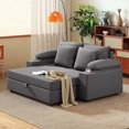 thumbnail image 2 of Furniliving Indoor Chaise Lounge Chair with Storage Ottoman, Oversized Lounge Sofa Chair with Wide Armrests & Cup Holder, Upholstered Comfy Reading Chair for Living Room, Bedroom (Grey), 2 of 9