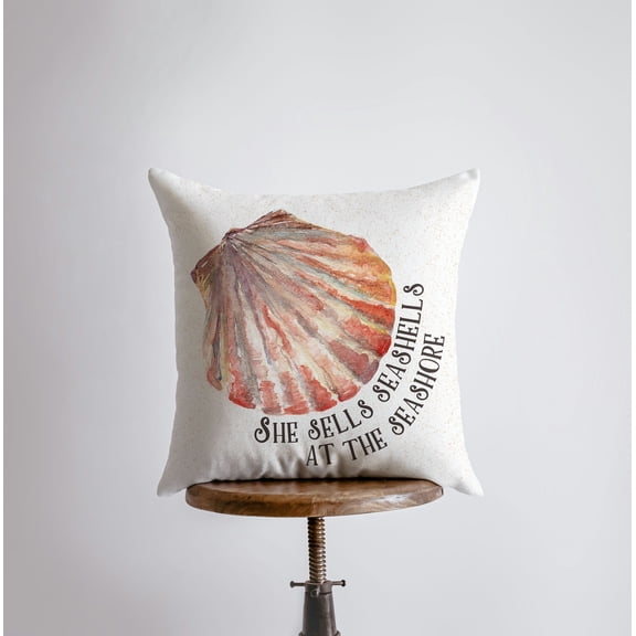 She Sells Sea Shells at the Sea Shore | Pillow Cover | Throw Pillow | Home Decor | Ocean | Gift for her | Accent Pillow Covers | Sea Shells