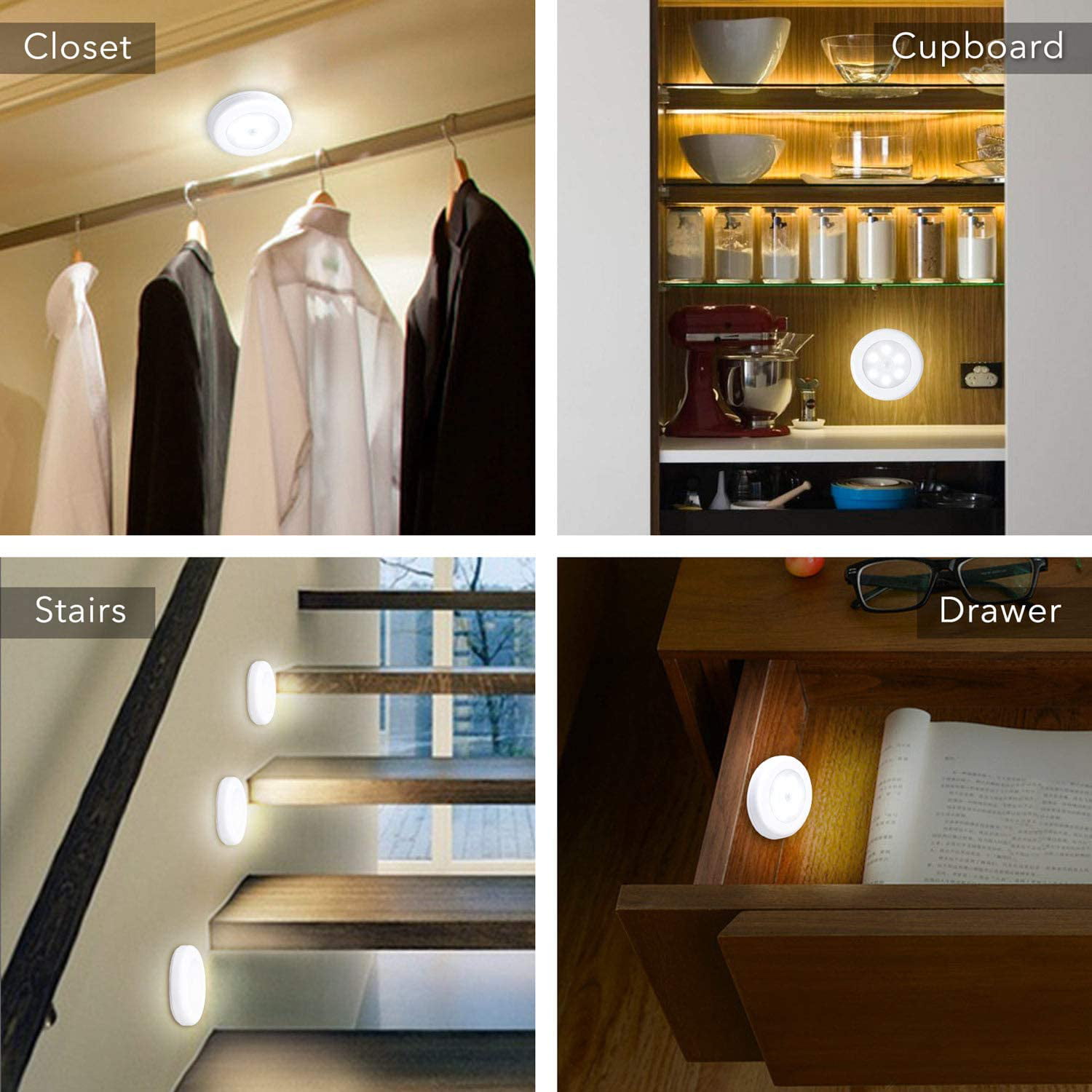 LED Kitchen Garage Stairs Lamp Motion Sensor Night Light Cabinet Closet Lamp 