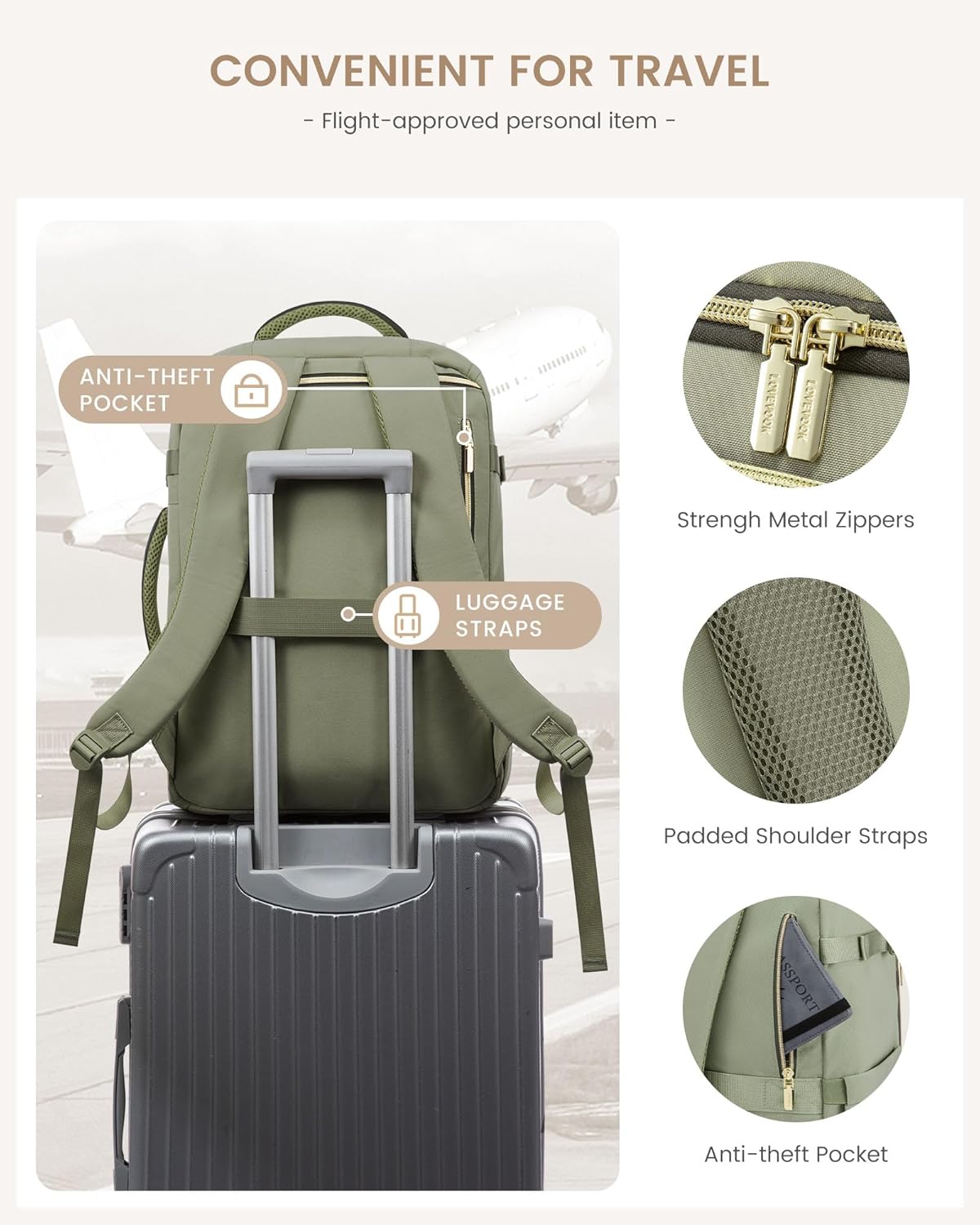 LOVEVOOK 40L Travel Backpack for Women, TSA Approved Carry On Backpack with 3 Packing Cubes, Personal Item Bag Fits 17" Laptop, Water-resistant Carry On Bag for Airplanes