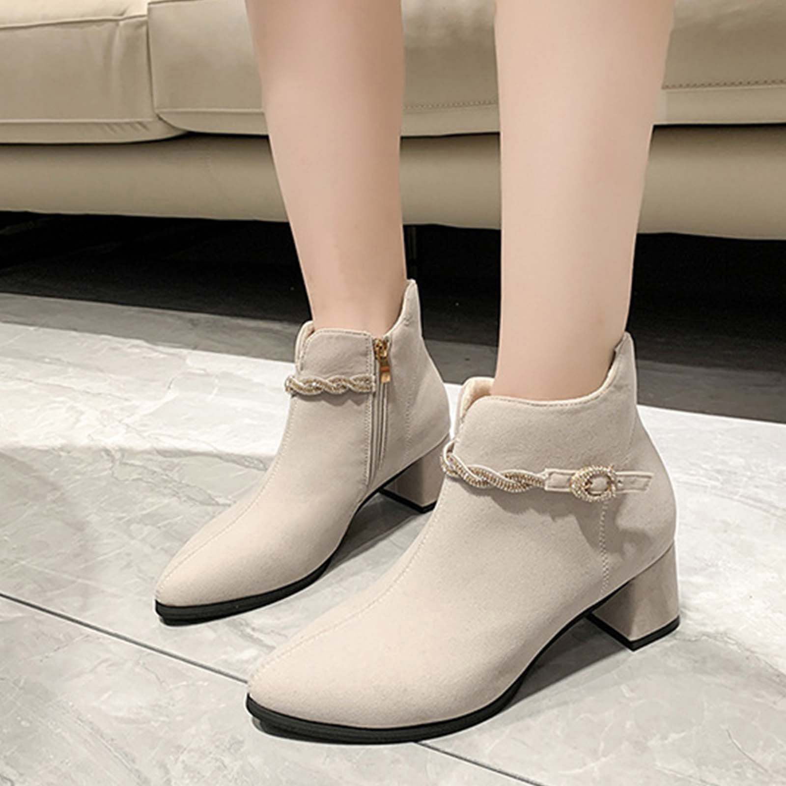 Wedge Heel Suede Ankle Boots for Womens US Wide Fit Buckle Fashion Ladies  Casual Ankle Boots Winter Warm Work Wedding Ankle Boots Walking Shoes Sale