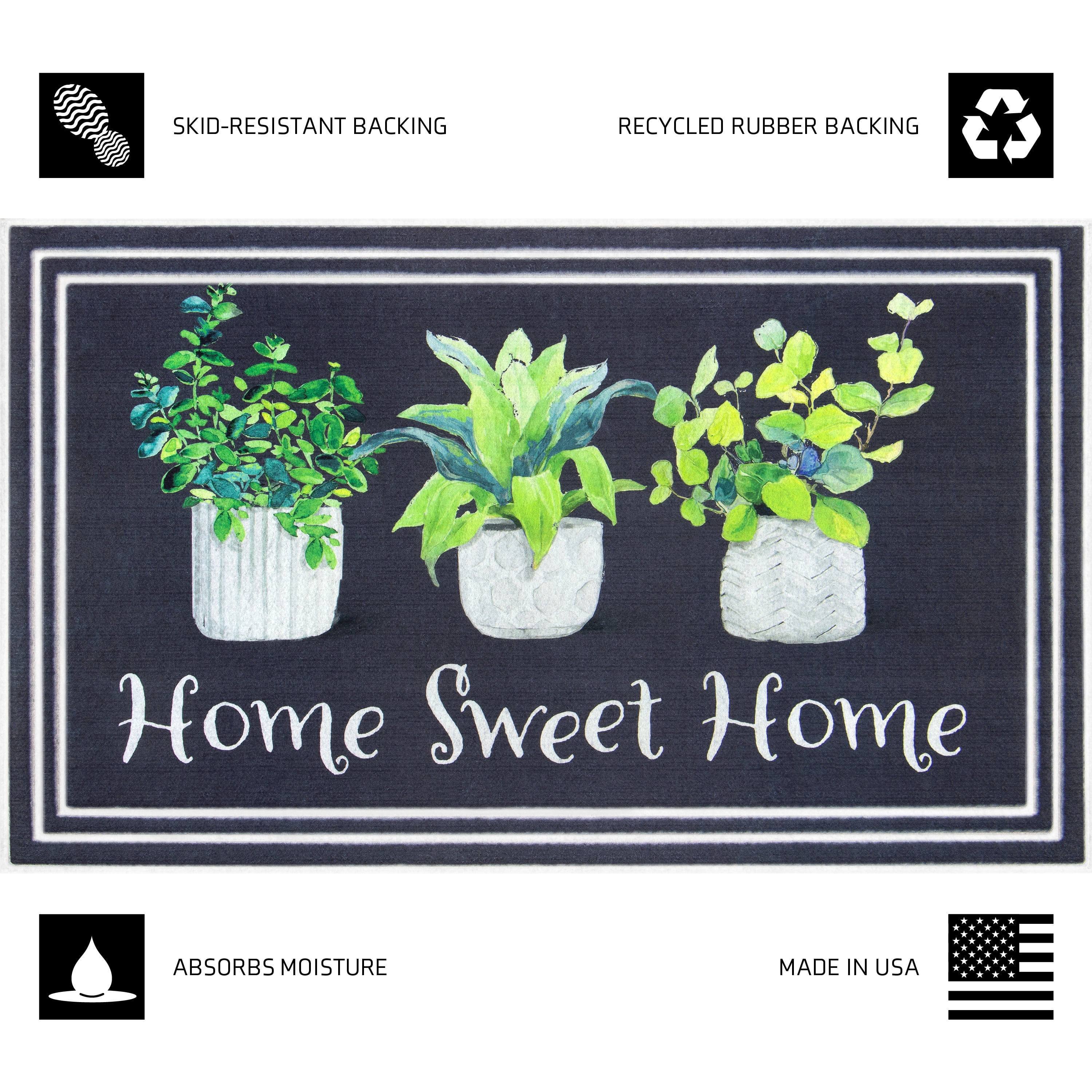 Apache Mills Fashionables Deluxe Potted Plants Doormat, 1.5 ft x 2.5 ft