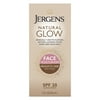Jergens Natural Glow Sunless Tanning Face Moisturizer Lotion for Medium to Deep Skin Tones, SPF 20, 2 fl oz