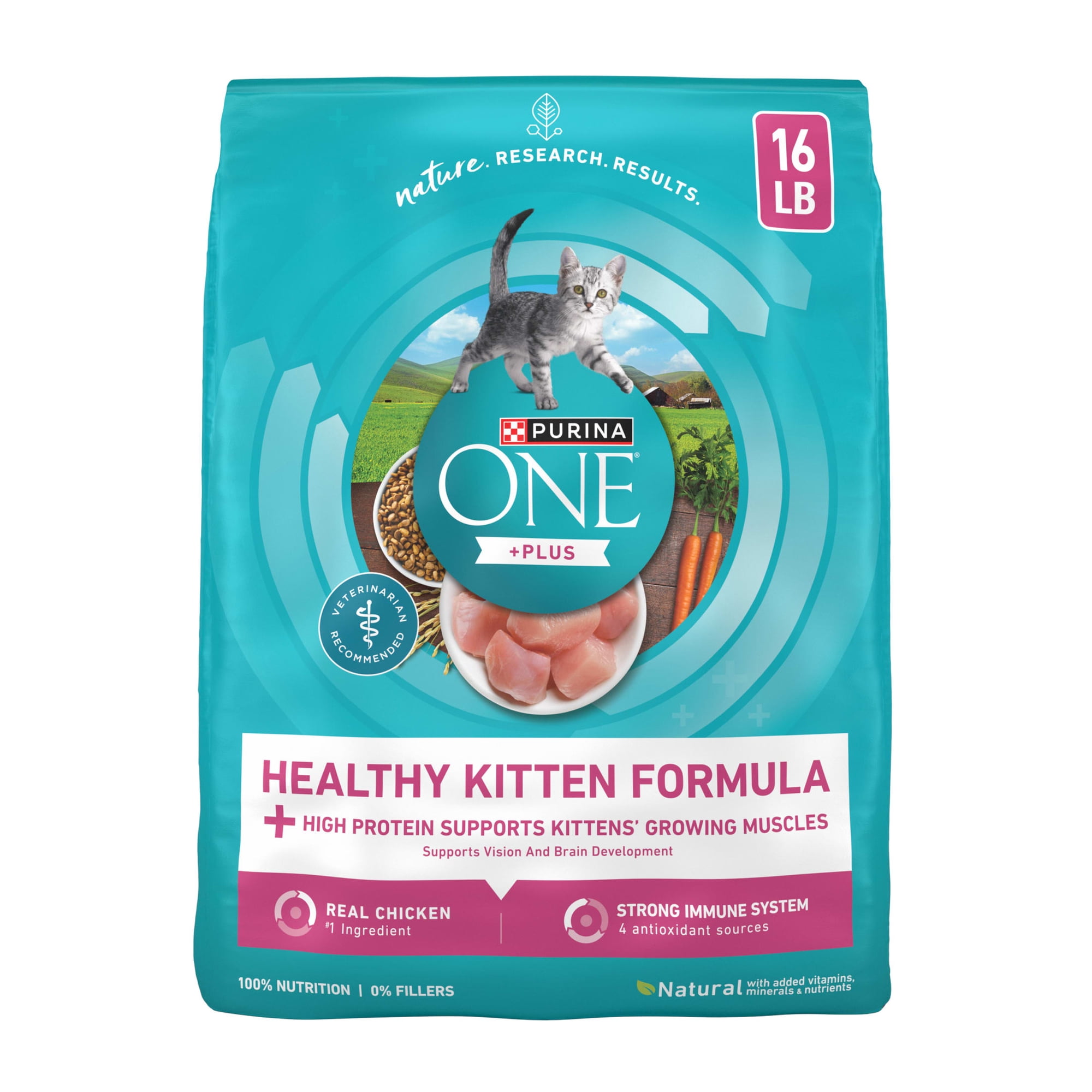 Purina ONE Plus, Healthy Kitten Formula, Dry Kitten Food, Chicken, 16 lb Bag