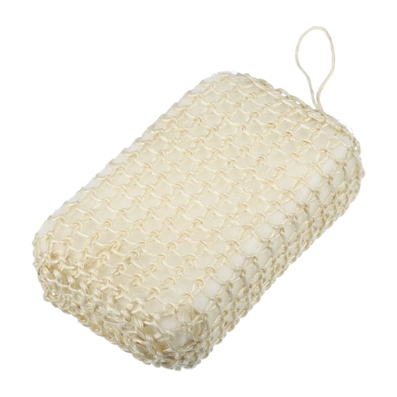 Unique Bargains 1 Pc Jute Square Bath Brush Body Scrubber 5.55"x3.54"x1.77" Beige